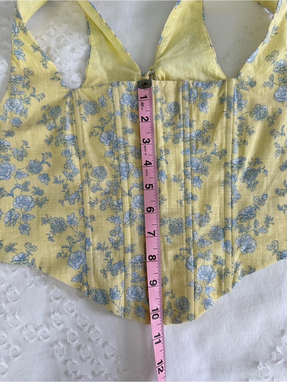 Yellow Floral Square-Neck 2 piece pant set. Top  medium and pants small. - Picture 7 of 16